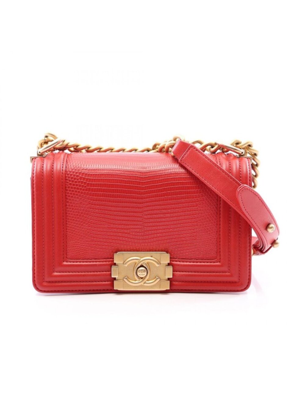 Chanel Shoulder Bag Boy Small Red Leather Chain
